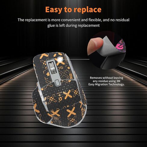 Mouse Grip Tape for Logitech MX Master 3S, Rounded Curved Edges Mouse Feet Skates,Self-Adhesive PreCut Sweat-Resistant Professional Mice Upgrade Kit(Foot pad + Black-Gold Mouse Tape) in Saudi Arabia