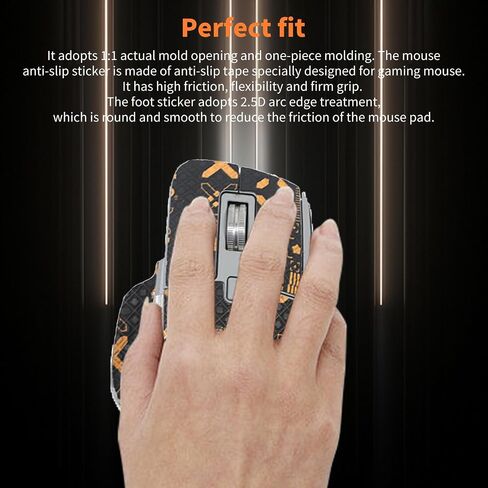 Mouse Grip Tape for Logitech MX Master 3S, Rounded Curved Edges Mouse Feet Skates,Self-Adhesive PreCut Sweat-Resistant Professional Mice Upgrade Kit(Foot pad + Black-Gold Mouse Tape) in Saudi Arabia