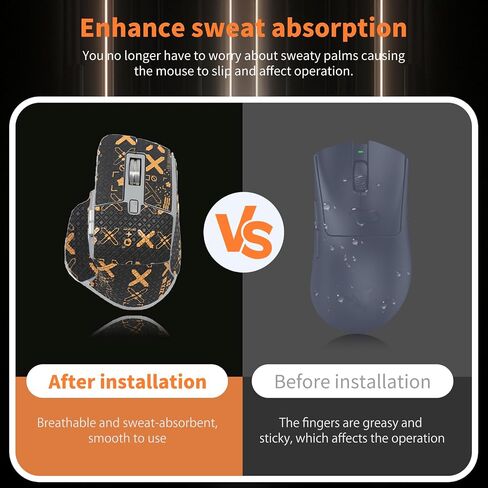 Mouse Grip Tape for Logitech MX Master 3S, Rounded Curved Edges Mouse Feet Skates,Self-Adhesive PreCut Sweat-Resistant Professional Mice Upgrade Kit(Foot pad + Black-Gold Mouse Tape) in Saudi Arabia