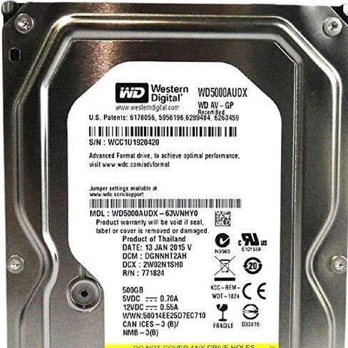 Western Digital WD5000AUDX AV-GP GREEN 500GB 32MB CACHE SATA 6.0GB/S 3.5 محرك أقراص صلبة داخلي (محرك عاري) (متجدد) in Kuwait