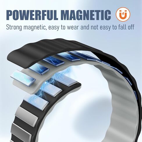 Magnetic Silicone Galaxy Watch 7/6/5/4/FE Band 40mm 44mm,for Samsung Galaxy Watch 6/4 classic 47mm 43mm 46mm 42mm/5 pro 45mm Women Men,No Gap Silicone Link Loop Sport Strap Wristbands in Kuwait