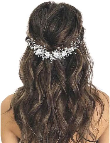 GORAIS زهرة العروس الزفاف الشعر الكرمة ورقة الزفاف خوذة اللؤلؤ إكسسوارات الشعر للنساء والفتيات in Kuwait