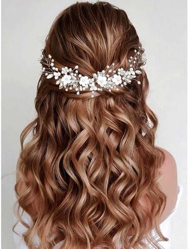 GORAIS زهرة العروس الزفاف الشعر الكرمة ورقة الزفاف خوذة اللؤلؤ إكسسوارات الشعر للنساء والفتيات in Kuwait