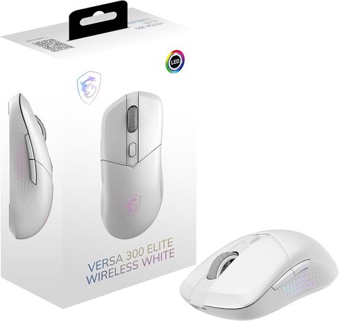 MSI Versa 300 Elite Wireless White Gaming Mouse - 26000 DPI Optical Sensor, 1000 Hz Polling Rate, Symmetrical, 60M+ Click OMRON Switches, 6 Buttons, 200-Hour Battery, 1ms Latency, RGB, 65g in Saudi Arabia