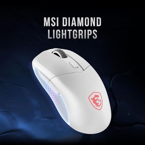 MSI Versa 300 Elite Wireless White Gaming Mouse - 26000 DPI Optical Sensor, 1000 Hz Polling Rate, Symmetrical, 60M+ Click OMRON Switches, 6 Buttons, 200-Hour Battery, 1ms Latency, RGB, 65g in Saudi Arabia