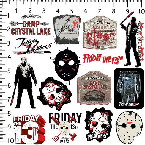 Friday The 13th 50ct Vinyl Large Deluxe Stickers Variety Pack - Laptop, Water Bottle, Scrapbooking, Tablet, Skateboard, Indoor/Outdoor in Saudi Arabia