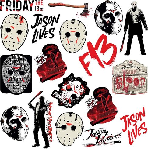 Friday The 13th 50ct Vinyl Large Deluxe Stickers Variety Pack - Laptop, Water Bottle, Scrapbooking, Tablet, Skateboard, Indoor/Outdoor in Saudi Arabia