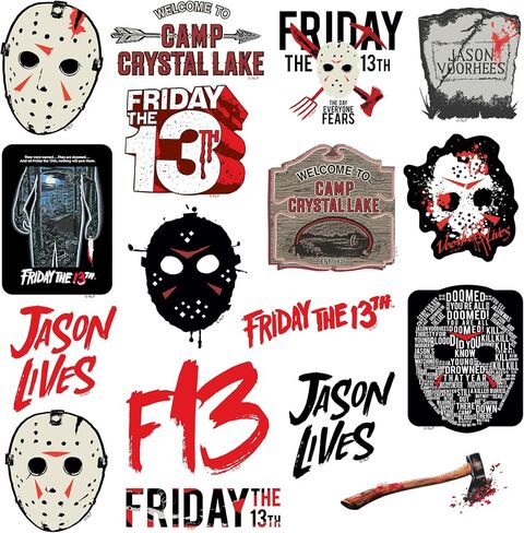 Friday The 13th 50ct Vinyl Large Deluxe Stickers Variety Pack - Laptop, Water Bottle, Scrapbooking, Tablet, Skateboard, Indoor/Outdoor in Saudi Arabia