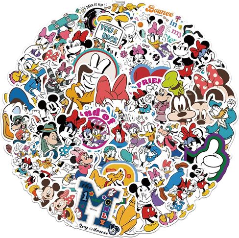 50pcs Mickey Mouse & Friends ، ملصقات مقاومة للماء لزجاجة ماء كوب محمول للدراجة ، مربع الأمتعة فينيل ، تصحيحات ، تصحيحات ، in Kuwait