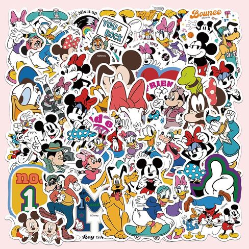 50pcs Mickey Mouse & Friends ، ملصقات مقاومة للماء لزجاجة ماء كوب محمول للدراجة ، مربع الأمتعة فينيل ، تصحيحات ، تصحيحات ، in Kuwait