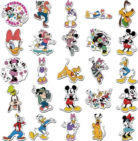 50pcs Mickey Mouse & Friends ، ملصقات مقاومة للماء لزجاجة ماء كوب محمول للدراجة ، مربع الأمتعة فينيل ، تصحيحات ، تصحيحات ، in Kuwait