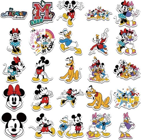 50pcs Mickey Mouse & Friends ، ملصقات مقاومة للماء لزجاجة ماء كوب محمول للدراجة ، مربع الأمتعة فينيل ، تصحيحات ، تصحيحات ، in Kuwait