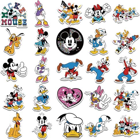 50pcs Mickey Mouse & Friends ، ملصقات مقاومة للماء لزجاجة ماء كوب محمول للدراجة ، مربع الأمتعة فينيل ، تصحيحات ، تصحيحات ، in Kuwait
