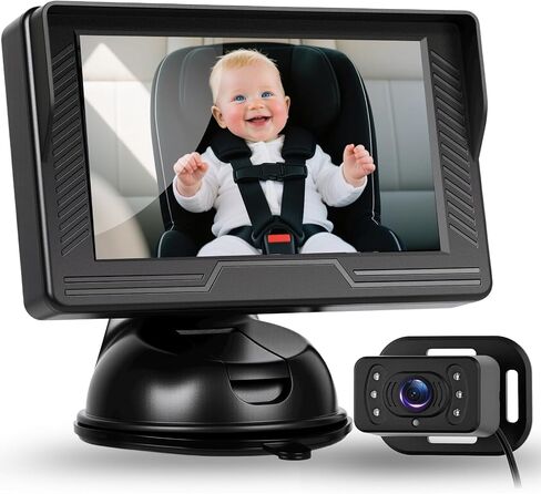 Rear Seat Baby Car Camera for Backseat HD-Rear-Facing Car Baby Monitor with Night Vision, Adjustable View Angle, Easy Setup,360°Rotatable car Camera, Safety for Kids with 4.3 inch IPS car Baby Monitor in Saudi Arabia