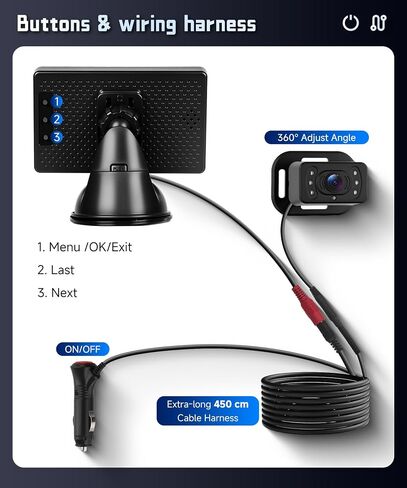 Rear Seat Baby Car Camera for Backseat HD-Rear-Facing Car Baby Monitor with Night Vision, Adjustable View Angle, Easy Setup,360°Rotatable car Camera, Safety for Kids with 4.3 inch IPS car Baby Monitor in Saudi Arabia