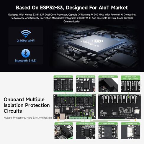 وحدة ترحيل WiFi الصناعية ذات 8 قنوات esp32-s3 ، على متن واجهة RS485 معزولة ، معالج ثنائي النواة XTensa 32 بت المدمج ، حتى 240 ميجا هرتز ، مع دوائر حماية العزل المتعددة in Saudi Arabia