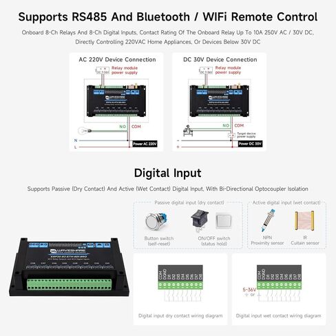 وحدة ترحيل WiFi الصناعية ذات 8 قنوات esp32-s3 ، على متن واجهة RS485 معزولة ، معالج ثنائي النواة XTensa 32 بت المدمج ، حتى 240 ميجا هرتز ، مع دوائر حماية العزل المتعددة in Saudi Arabia