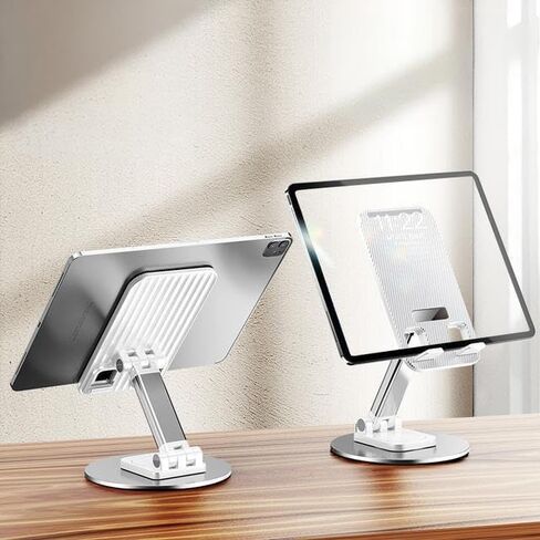 Adjustable Phone Stand Holder‌ - Foldable & Sturdy Desk Stand with Non-Slip Silicone Pad for All Smartphones - White in Saudi Arabia