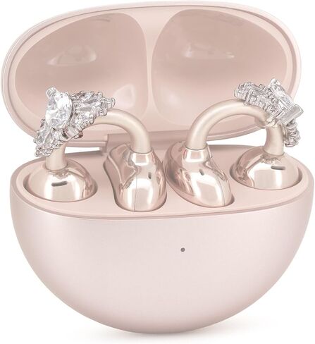 Diamond Protective Cover for Huawei FreeClip Wireless Earbuds, Made with Cubic Zirconia Stones, Easy to Remove, Includes Carrying Box(White) in Kuwait