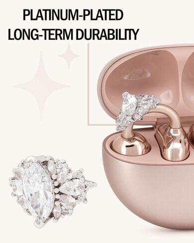 Diamond Protective Cover for Huawei FreeClip Wireless Earbuds, Made with Cubic Zirconia Stones, Easy to Remove, Includes Carrying Box(White) in Kuwait