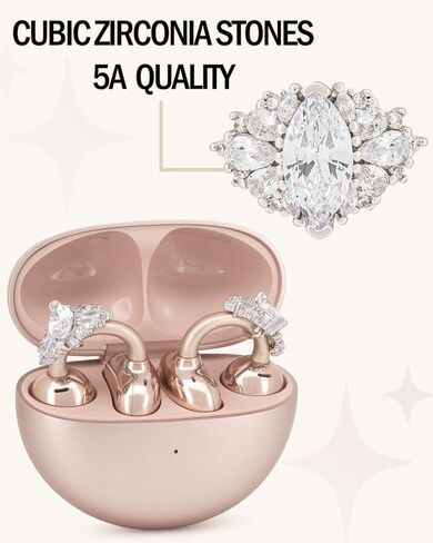 Diamond Protective Cover for Huawei FreeClip Wireless Earbuds, Made with Cubic Zirconia Stones, Easy to Remove, Includes Carrying Box(White) in Kuwait