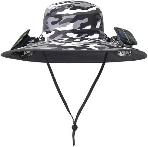 hat with Fans Solar Power，Solar Fan Hats for Men，Wide Brim Solar Fan Hat，Removable & USB Charging Fan, Sun Hats for Men Women Outdoor Fishing Camouflage in Saudi Arabia