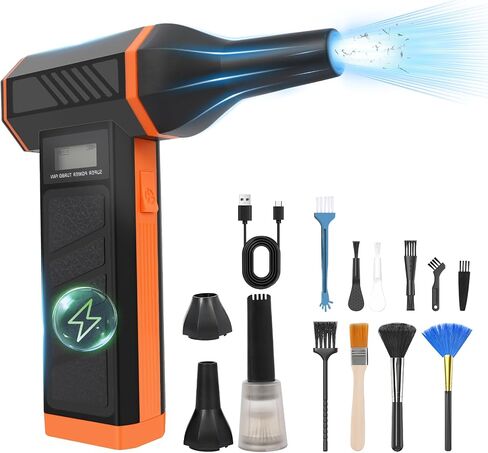 Compressed Air Duster-180000RPM Cordless Air Blower with LED Light, 4-Gear Adjustable Mini Jet Dry Blower with 5000mAh Rechargeable Battery for Computer Keyboard, Laptop, Replaces Compressed Air Cans in Saudi Arabia