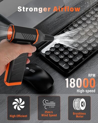 Compressed Air Duster-180000RPM Cordless Air Blower with LED Light, 4-Gear Adjustable Mini Jet Dry Blower with 5000mAh Rechargeable Battery for Computer Keyboard, Laptop, Replaces Compressed Air Cans in Saudi Arabia
