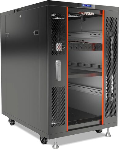Sysracks 22U Floor Standing Rack Mount Server 39" Depth Deep Network Cabinet, Server Rack with Fan, Removable Side Panels, Locking Glass Door Computer Cabinet Enclosure Network Rack Case SRF 22.6.10 in Saudi Arabia