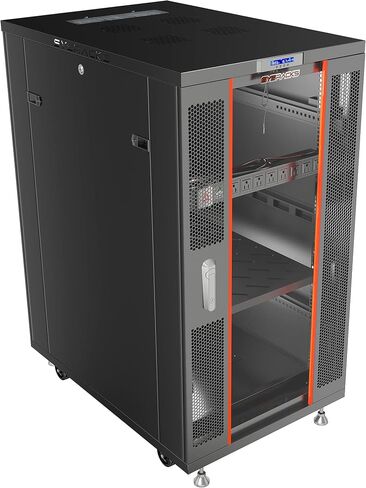 Sysracks 22U Floor Standing Rack Mount Server 39" Depth Deep Network Cabinet, Server Rack with Fan, Removable Side Panels, Locking Glass Door Computer Cabinet Enclosure Network Rack Case SRF 22.6.10 in Saudi Arabia