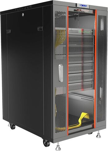 Sysracks 22U Floor Standing Rack Mount Server 39" Depth Deep Network Cabinet, Server Rack with Fan, Removable Side Panels, Locking Glass Door Computer Cabinet Enclosure Network Rack Case SRF 22.6.10 in Saudi Arabia