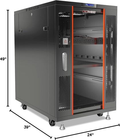 Sysracks 22U Floor Standing Rack Mount Server 39" Depth Deep Network Cabinet, Server Rack with Fan, Removable Side Panels, Locking Glass Door Computer Cabinet Enclosure Network Rack Case SRF 22.6.10 in Saudi Arabia