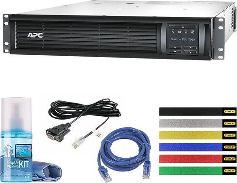 APC 3000VA Smart UPS with SmartConnect, SMT3000RM2UC Rack Mount UPS Battery Backup, Sinewave, AVR, 120V, Line Interactive Uninterruptible Power Supply with Ethernet Cable, Wire Ties and Cleaning Kit in Saudi Arabia