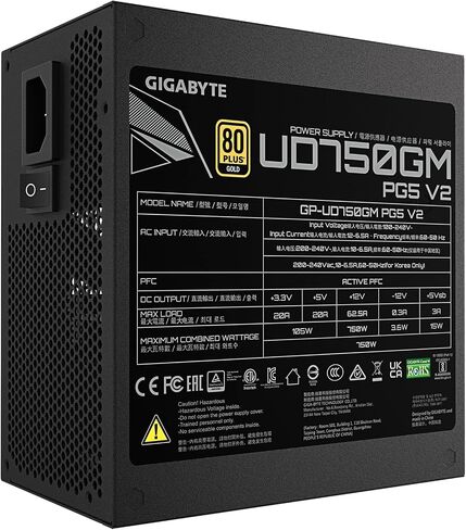 GIGABYTE UD750GM PG5 V2-750W 80 Plus Platinum Certified - PCIe5.1 Ready - ATX3.1 - Fully Modular Power Supply (GP-UD750GM PG5 V2) in Saudi Arabia