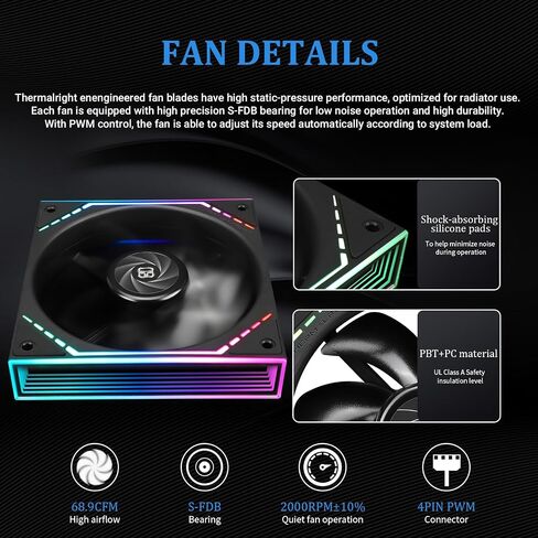 Thermalright Frozen Infinity 360 Black Liquid CPU Cooler,Triple PWM Fans with 2000RPM,Desktop CPU Aio Cooler,for AM4/AM5&Intel LGA1150/1151/1200/2011/1700/1851,Infinity Mirror PC CPU Water Cooler in Saudi Arabia