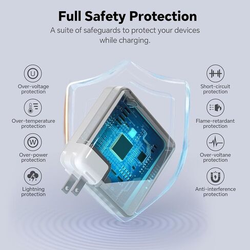 67W USB C Charger ، MAC Book Charger متوافق مع MacBook Pro & MacBook Air مع منفذ USB C و iPad Pro و Samsung Galaxy وجميع الجهاز C من النوع C ، مع 6.6 قدم USBC إلى C Cable in Kuwait