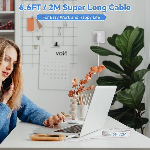 67W USB C Charger ، MAC Book Charger متوافق مع MacBook Pro & MacBook Air مع منفذ USB C و iPad Pro و Samsung Galaxy وجميع الجهاز C من النوع C ، مع 6.6 قدم USBC إلى C Cable in Kuwait