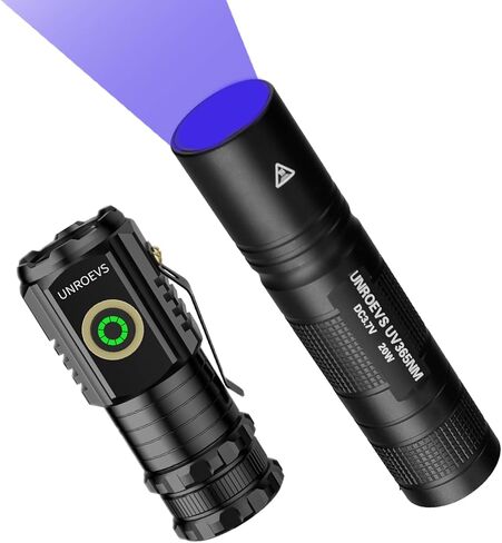 Mini Flashlight & UV Light Combo, Rechargeable EDC Pocket Flashlight with 5 Light Modes, Small Flash Light with Magnetic Base,365nm UV Flashlight, Black Light for Detection. in Kuwait