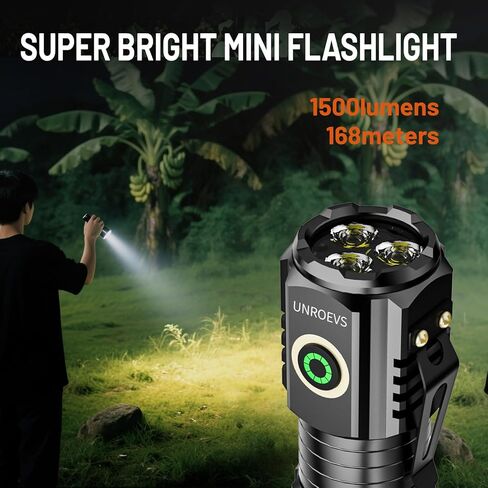 Mini Flashlight & UV Light Combo, Rechargeable EDC Pocket Flashlight with 5 Light Modes, Small Flash Light with Magnetic Base,365nm UV Flashlight, Black Light for Detection. in Kuwait