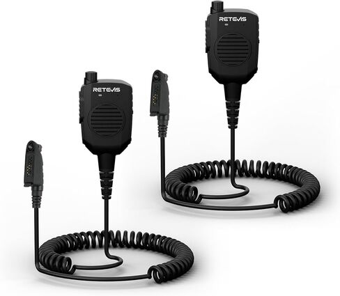 Retevis Walkie Talkie Speaker Mic,AI Noise Reduction,IP54 Waterproof,Kevlar Cable,for HD1 HD2 RT29 RT29D RT48 NR30 NR30S NR30D RB23,Compatible with Motorola GP328 Plus GP344 Two Way Radio (2 Pack) in Saudi Arabia