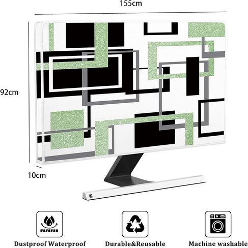 Baocicco Modern Geometric Waterproof Computer Monitor Cover 22, 23, 24, 25 Inch Abstract Squares Minimalism Stylish Protective Sleeve for iMac 27 inch, 26-29 inch PC, Desktop Computer and TV，Blue in Saudi Arabia