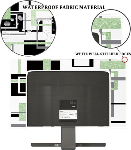 Baocicco Modern Geometric Waterproof Computer Monitor Cover 22, 23, 24, 25 Inch Abstract Squares Minimalism Stylish Protective Sleeve for iMac 27 inch, 26-29 inch PC, Desktop Computer and TV，Blue in Saudi Arabia