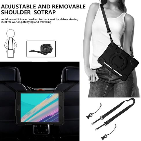 Tablet Travel Kids Case متوافق مع iPad 9/8/7th Generation 10.2 "(IPAD 9/8/7th Generation) ، iPad7/iPad8/iPad9 10.2 مع حامل الدوران ، وقف ، حزام ، سيليكو ناعم in Kuwait