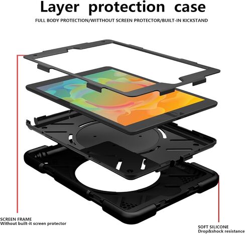 Tablet Travel Kids Case متوافق مع iPad 9/8/7th Generation 10.2 "(IPAD 9/8/7th Generation) ، iPad7/iPad8/iPad9 10.2 مع حامل الدوران ، وقف ، حزام ، سيليكو ناعم in Kuwait