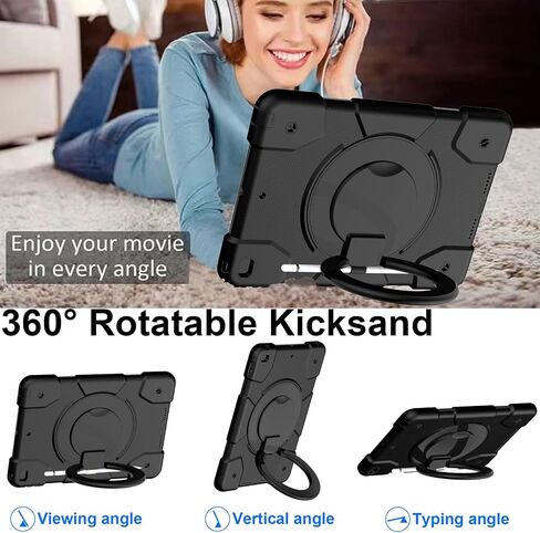 Tablet Travel Kids Case متوافق مع iPad 9/8/7th Generation 10.2 "(IPAD 9/8/7th Generation) ، iPad7/iPad8/iPad9 10.2 مع حامل الدوران ، وقف ، حزام ، سيليكو ناعم in Kuwait