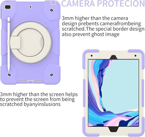 Tablet Travel Kids Case Compatible with iPad 9/8/7th Generation 10.2" (iPad 9/8/7th Generation Case), iPad7/iPad8/iPad9 10.2 with Swivel Holder, Stand and Strap, Soft Siliko in Saudi Arabia