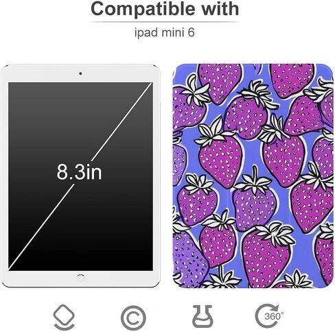حالة تباين الفراولة الأرجواني مع حامل القلم رفيع الوزن ثلاثي الأوزان متوافق مع iPad mini 4/5/6 mini4/5 （7.9in） in Kuwait