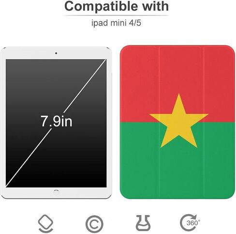 علبة العلم بوركينا فاسو مع حامل قلم رفيع الوزن ثلاثي الأوزان متوافق مع iPad mini 4/5/6 mini6 （8.3in） in Saudi Arabia