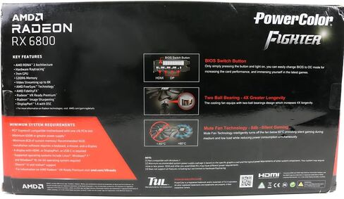 PowerColor AMD Radeon RX 6800 Gaming Graphics مع ذاكرة GDDR6 16 جيجابايت ، PCIE 4.0 ، HDMI 2.1 ، AMD Infinity Cache in Saudi Arabia