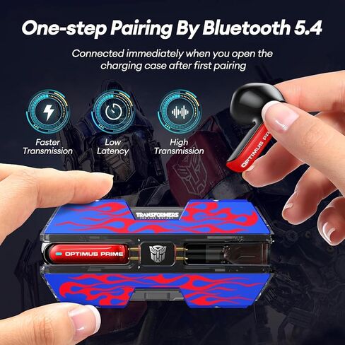 Transformers TF-T01 True Wireless Earbuds Wireless Bluetooth 5.4 Ear Buds Deep Bass Sound Earbud with Smart Noise Cancelling Mic IPX5 Waterproof in Ear Earphones for Android iOS Blue Optimus Prime in Saudi Arabia